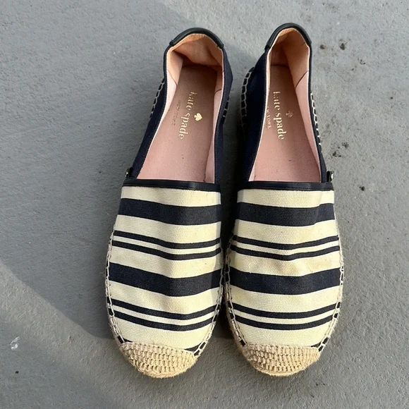 Kate Spade Striped Navy espadrilles size 9.5 - Picture 2 of 8